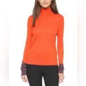 Rag & Bone Jessica ColorBlock Turtleneck Sweater orange brown SZ L New